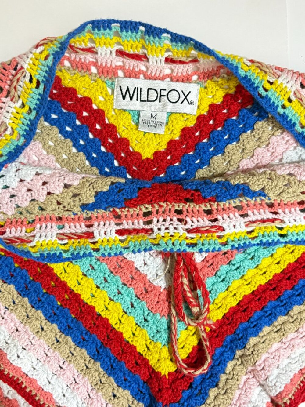 Wildfox Rainbow Crochet Shorts | Boho | Festival | Knit Drawstring | Size M